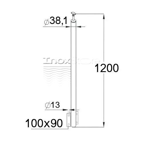 Стойка Inoxstore круглая Ø38,1х1200 мм, универсальная, с боковым креплением, полированная, AISI 304 00258 фото