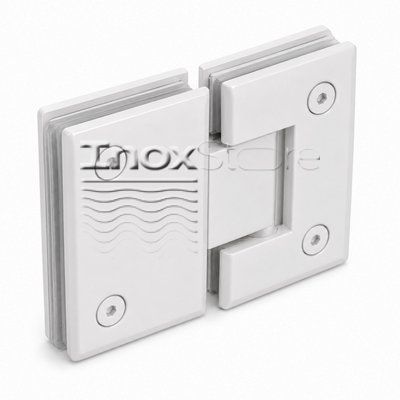 Петля скло-скло 180&deg; з фаскою, білий, AISI 304 50015-W фото