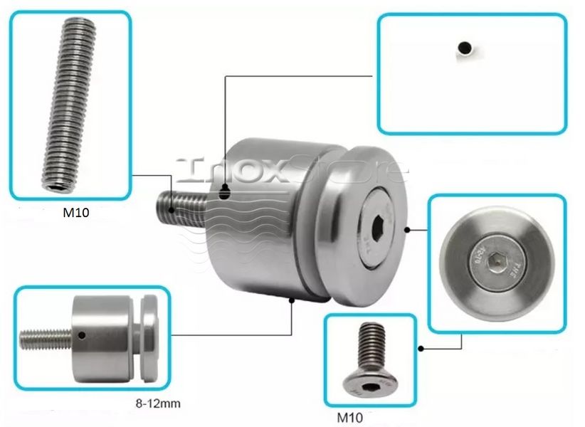 Точкове кріплення скла Inoxstore Ø 40х50 мм, шестигранник, поліроване, AISI 304 00264 фото