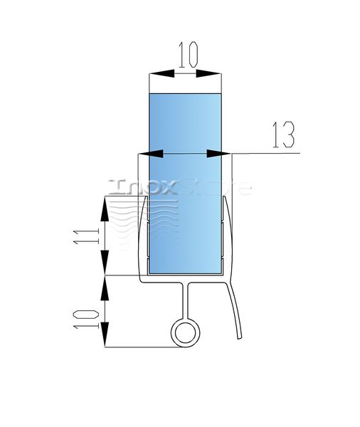 Уплотнитель Inoxstore дверь-пол, под стекло 10 мм /2,5 м, для душевой кабины, ПВХ 50715 фото