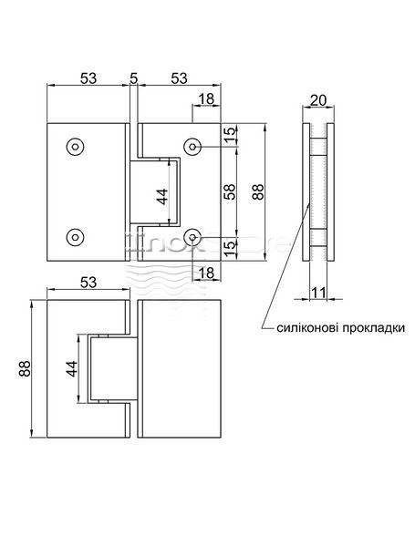 Петля скло-скло "Престиж" 180° полірована 00486 фото