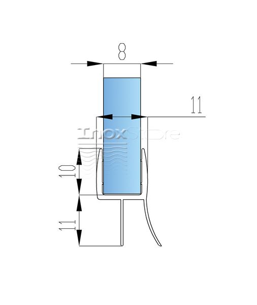 Уплотнитель Inoxstore дверь-пол, под стекло 8 мм, для душевой кабины, ПВХ 50716 фото