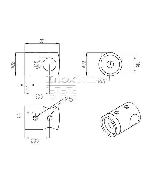 Ригелетримач Inoxstore Ø 12х0 мм, литий, сатинований, AISI 304 01028 фото