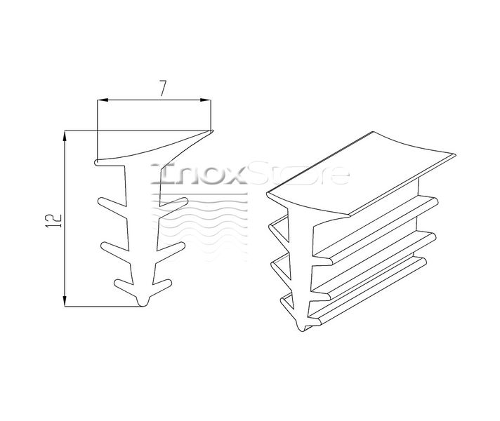 Резинка ущільнювача Inoxstore для низького профілю, під скло 8 мм 00805 фото