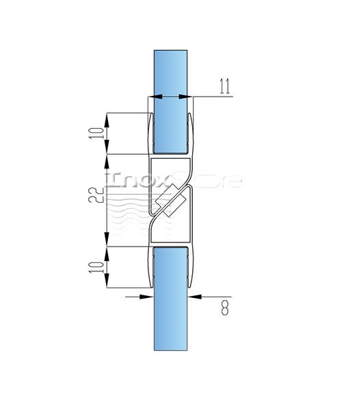 Уплотнитель Inoxstore стекло-стекло с магнитом 180°, под стекло 8 мм, для душевой кабины, белый, ПВХ 50718 фото