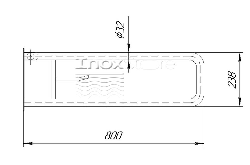 Поручень Inoxstore подъемный c держателем туалетной бумаги для санузла из нержавеющей стали, полированный, 800х238 мм 00495 фото