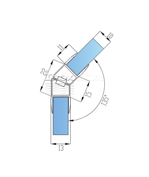 Уплотнитель Inoxstore стекло-стекло с магнитом, угловой 135°, под стекло 10 мм / 2,5 м, для душевой кабины, белый, ПВХ 50723 фото