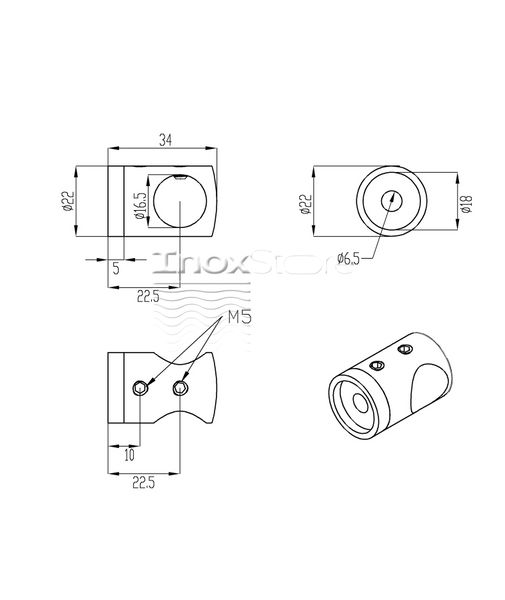 Ригеледержатель Inoxstore Ø 16х0 мм, литой, полированный, AISI 304 00156 фото