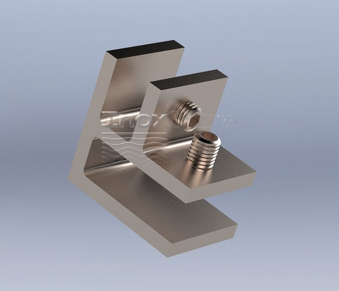 Соединитель стекла Inoxstore 45x45x90°, под стекло 10 мм, сатинированный, AISI 304 00363-1 фото