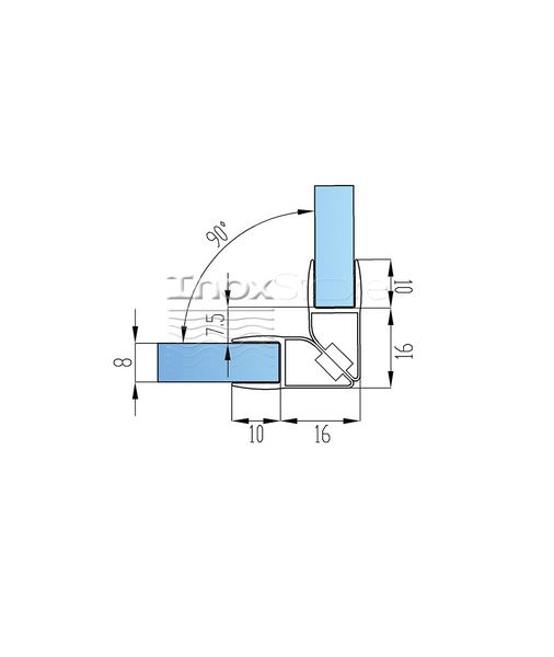 Уплотнитель Inoxstore стекло-стекло с магнитом, угловой 90°, под стекло 8 мм / 2,5 м, для душевой кабины, белый, ПВХ 50720 фото