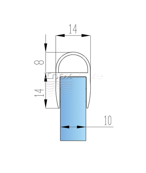 Уплотнитель Inoxstore стена-стекло, под стекло 10 мм/ 2,5 м, для душевой кабины, ПВХ 50711 фото