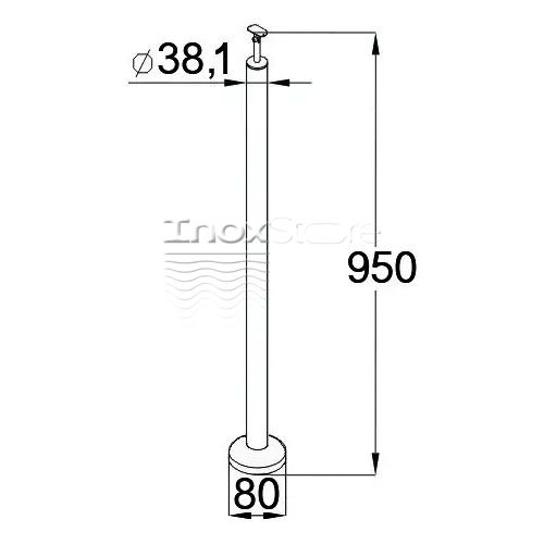 Стойка Inoxstore круглая, универсальная Ø 38,1х950 мм, сатинированная, AISI 304 01080 фото