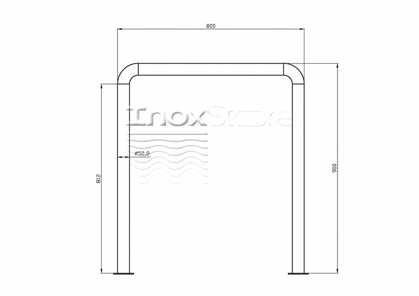 Велопарковка Inoxstore односекционная (П-образная) из нержавеющей стали AISI 304, полированная, 900х800 мм 00462 фото