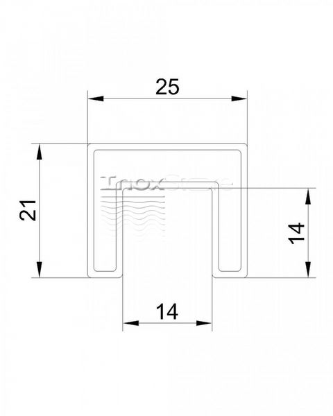 Поручень на стекло профильный 25х21 мм с пазом 14х14 мм, полированный 00721 фото