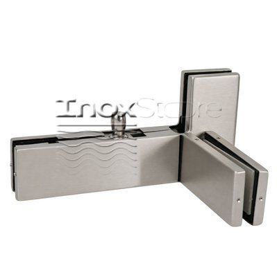 Фитинг левый угловой для 3-х стёкол, сатинированный, AISI 304 40111 фото