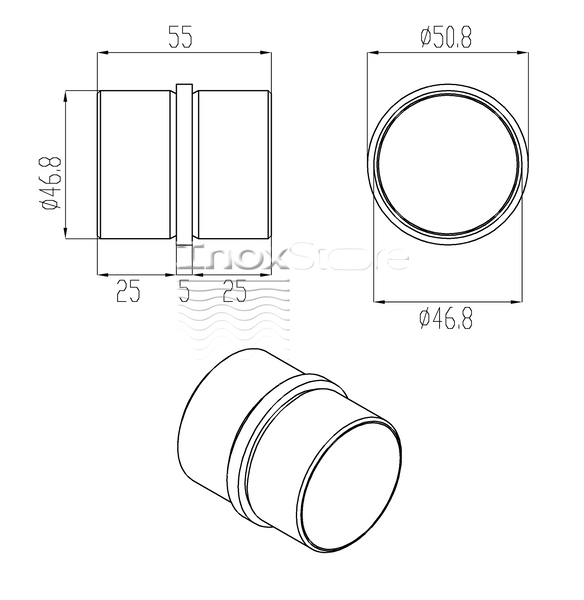 Соединитель трубы Inoxstore Ø50.8 мм внутренний, полированный, AISI 304 00138 фото
