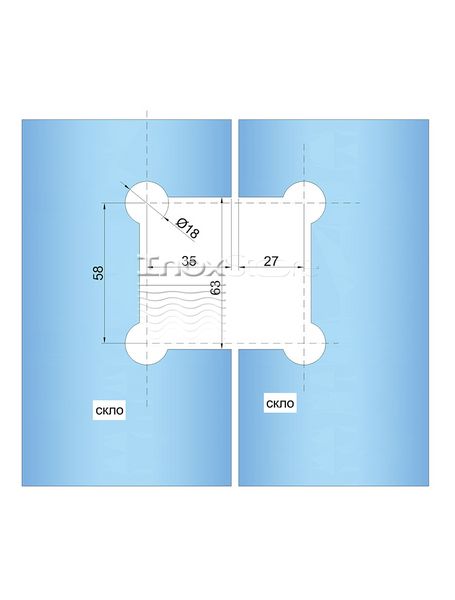 Петля Inoxstore "Престиж" 90°стекло-стекло, без фаски, сатинированная, AISI 304 50006 фото