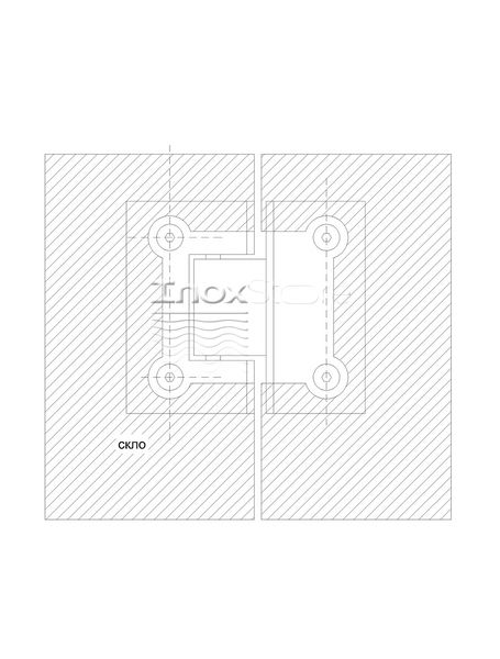 Петля Inoxstore "Престиж" 90°стекло-стекло, без фаски, сатинированная, AISI 304 50006 фото