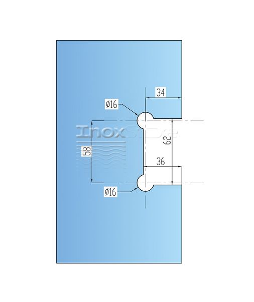 Петля Inoxstore "Элеган" 90° стена-стекло, с фаской, сатинированная, AISI 304 50013 фото