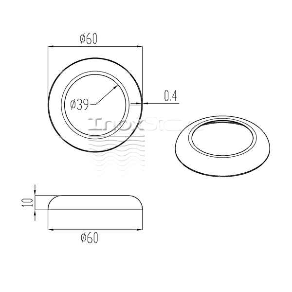 Декоративная крышка Inoxstore "Классик" Ø 60х38,1х0,4 мм, полированная, AISI 304 00088 фото