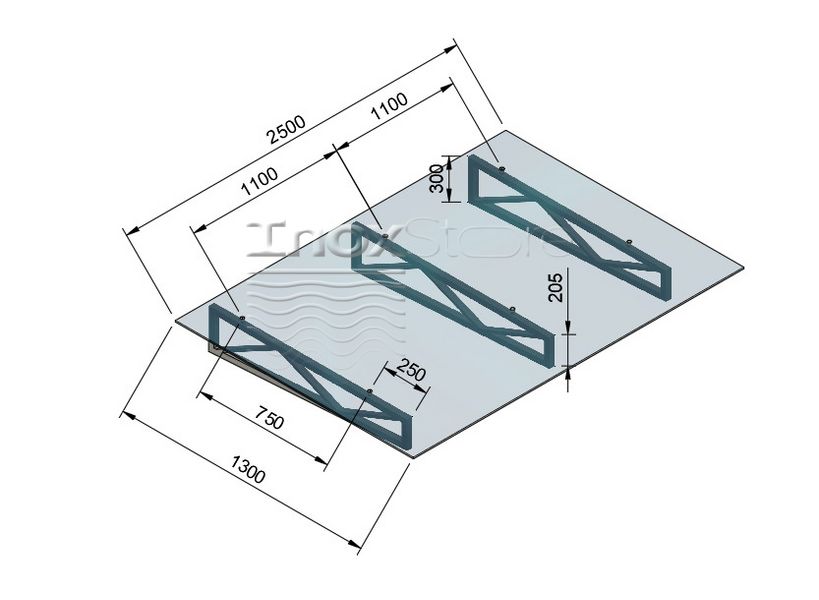 Козырек Inoxstore на фермах 1300х2500 мм 1190 фото