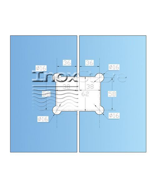 Петля скло-скло 180&deg; з фаскою, бронза, AISI 304 50015-BR фото