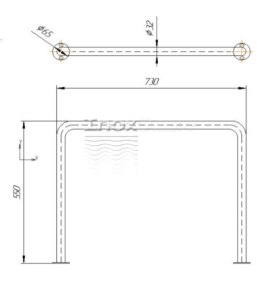 Поручень под раковину Inoxstore из нержавеющей стали AISI 304, полированный, 730х550 мм 00407 фото
