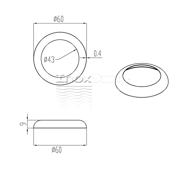 Декоративная крышка Inoxstore "Классик" Ø 60х42,4х0,4 мм, полированная, AISI 304 00089 фото