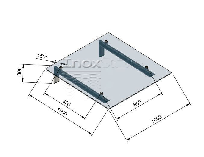 Скляний козирок Inoxstore на каркасі, 1000х1000 мм 1181 фото