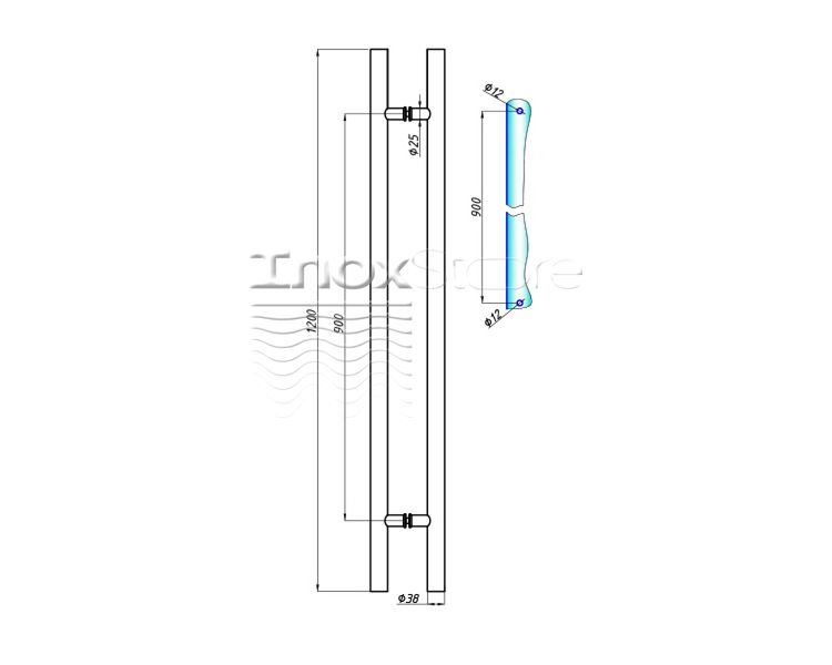 Ручка офісна 38х900х1200мм Inoxstore, BLACK, AISI 304 6100 фото