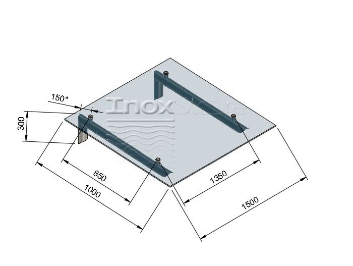 Скляний козирок Inoxstore на каркасі, 1000х1500 мм 1182 фото