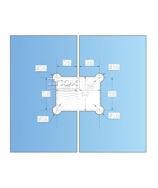 Петля Inoxstore "Элегант" 180° стекло-стекло, с фаской, полированная, AISI 304 50014 фото