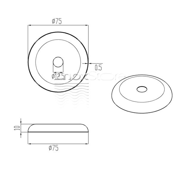 Декоративна кришка Inoxstore "Класик" Ø 75х12х0,5 мм, полірована, AISI 304 00090 фото