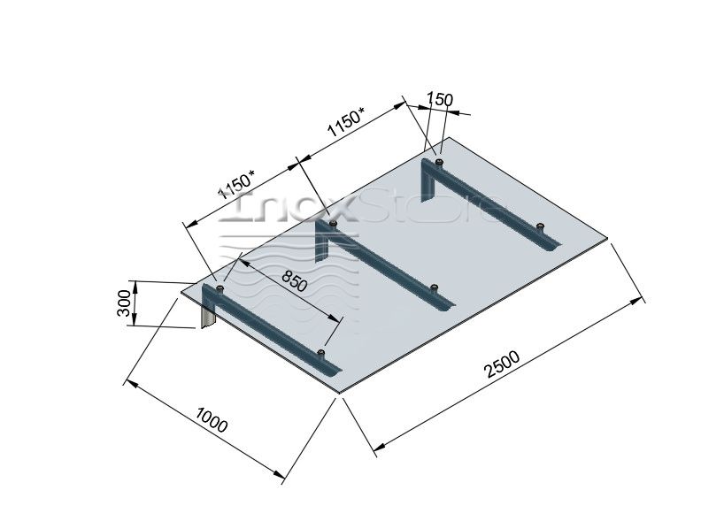 Стеклянный козырек Inoxstore на каркасе, 1000х2500 мм 1184 фото
