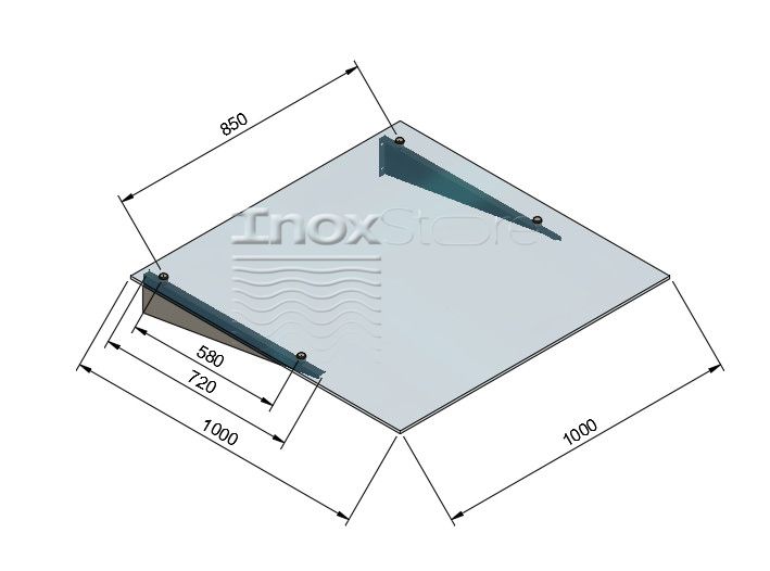 Стеклянный козырек Inoxstore на кронштейнах, 1000х1500 мм 1187 фото