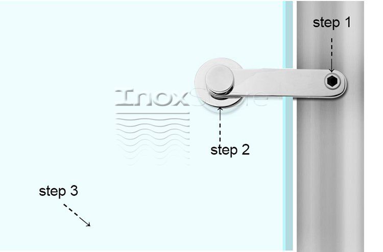 Стеклодержатель Inoxstore пластинчатый 29х115 мм, шайба 45 мм, под стекло 8-10 мм, односторонний, литой, полированый, AISI 304 00193 фото