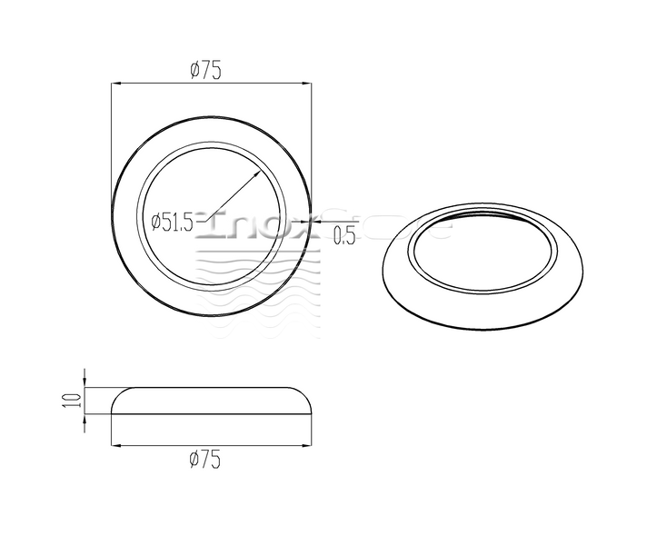 Декоративная крышка Inoxstore "Классик" Ø 75х50,8х0,5 мм, полированная, AISI 304 00093 фото