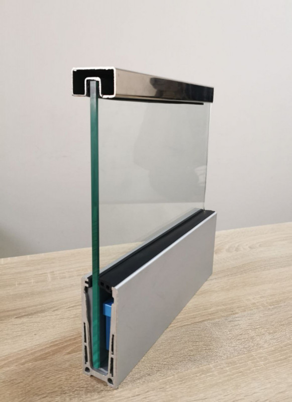 Зажимной алюминиевый профиль Inoxstore, анодированный, для стекла 10-16 мм