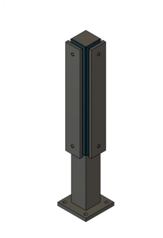 Стеклодержатель Inoxstore напольный 40х40х400 мм,  угловой с прижимной пластиной, черный RAL 9005, AISI 304