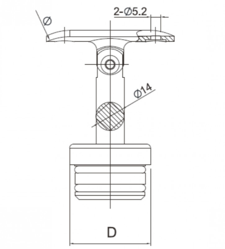 Кронштейн на стойку Inoxstore Ø 38,1х1,5 мм ложемент-шарнир под Ø 42,4 мм/50,8 мм, уплотнительные резинки, полированный, AISI 304