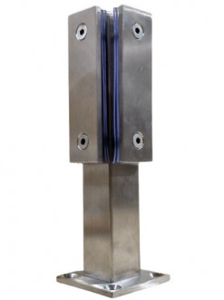 Стеклодержатель Inoxstore напольный, угловой 40х40х250 мм, с прижимной пластиной, сатинированный,  AISI 304