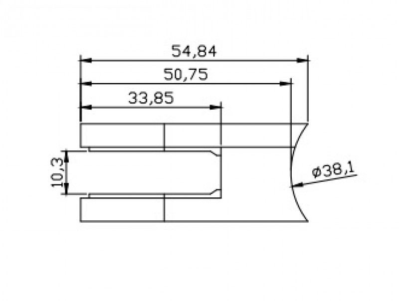 Стеклодержатель Inoxstore литой полукруглый AISI 304, 40х50х25 мм / Ø 0мм, под стекло 8 мм, полированный, AISI 304