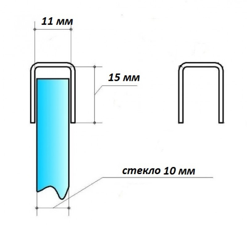 Поручень Inoxstore П-образный под стекло 10 мм, L-2000 мм, полированный, AISI 304