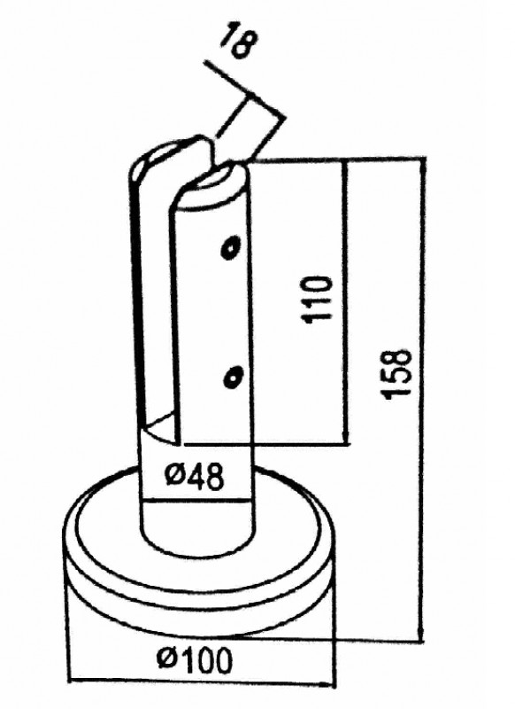 Стеклодержатель Inoxstore напольный литой, 48х158 мм, полированный, AISI 304