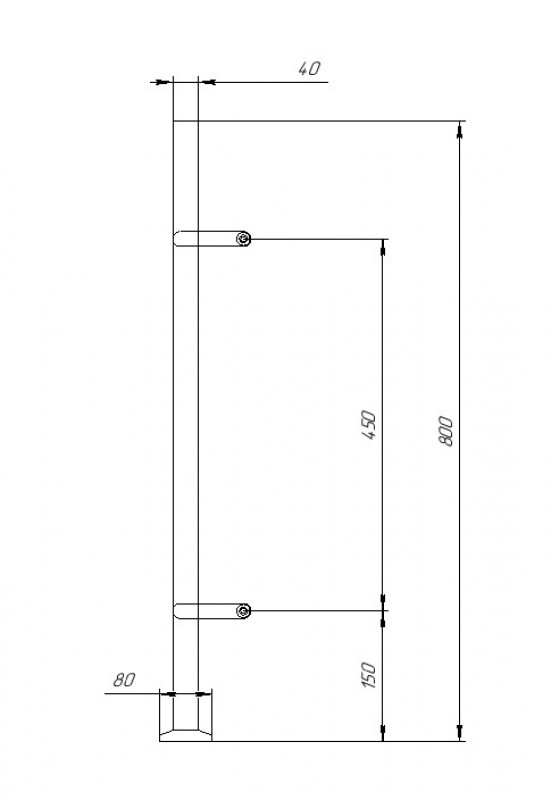 Стойка Inoxstore квадратная 40х40х800 мм, с пластинчатыми стеклодержателями (односторонняя), без поручня, полированная, AISI 304